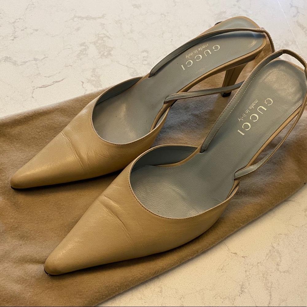 Gucci Tan Slingback Heels